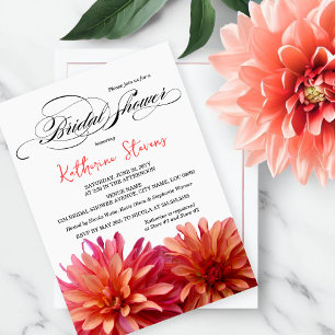 Färgat Dahlia i Rosa och Möhippa i Coral Inbjudningar