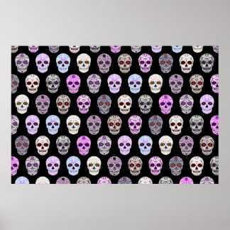 Färgat Day of the dead-socker Skull Mönster Poster