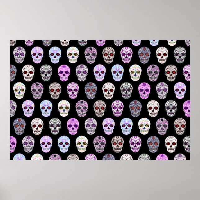Färgat Day of the dead-socker Skull Mönster Poster (Framsidan)