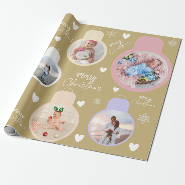 Färgat eget namn och prydnadsföremål för julklapp presentpapper (Utrullad)