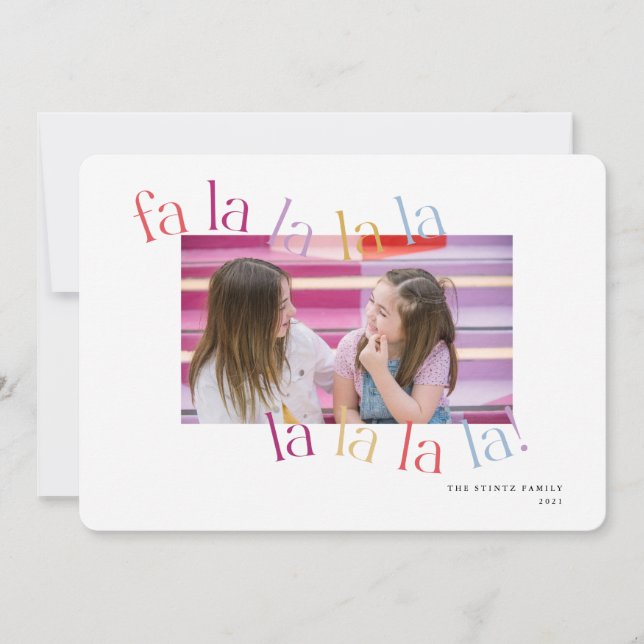 Färgat Falalala Vinkara julkort Inbjudningar (Framsida)