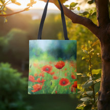 Färgat Fält med poppies Tote Bag