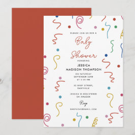 Färgat Festkonfetti Baby Shower Inbjudningar