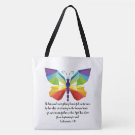 Färgat fjäril med versalt från Ecclesiastes 3:11 Tygkasse