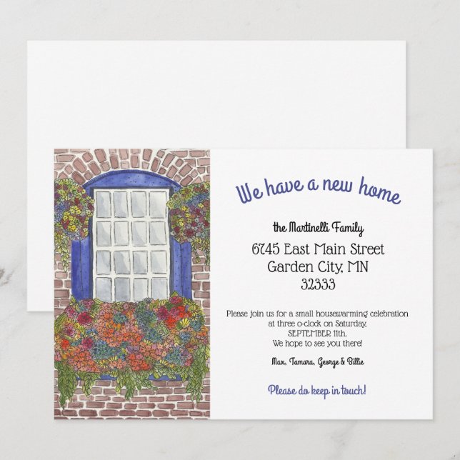 Färgat fönster Nytt hem Adress Meddelande (Fram/baksida)