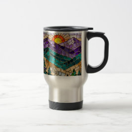 Färgat Glas Berg Soluppgång Mugg