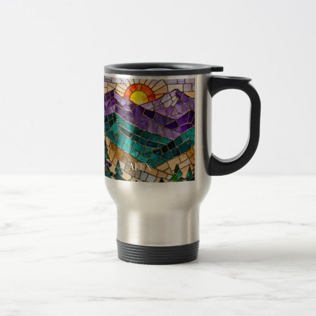 Färgat Glas Berg Soluppgång Mugg  (Höger)