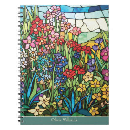 Färgat Glas Blommig Personlig Anteckningsbok