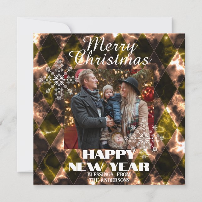 Färgat Glas Dimmigt  Foto Grönt Brunt Julkort (Framsida)