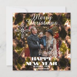 Färgat Glas Dimmigt  Foto Grönt Brunt Julkort