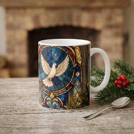 Färgat Glas Duv Julfönster Kaffemugg