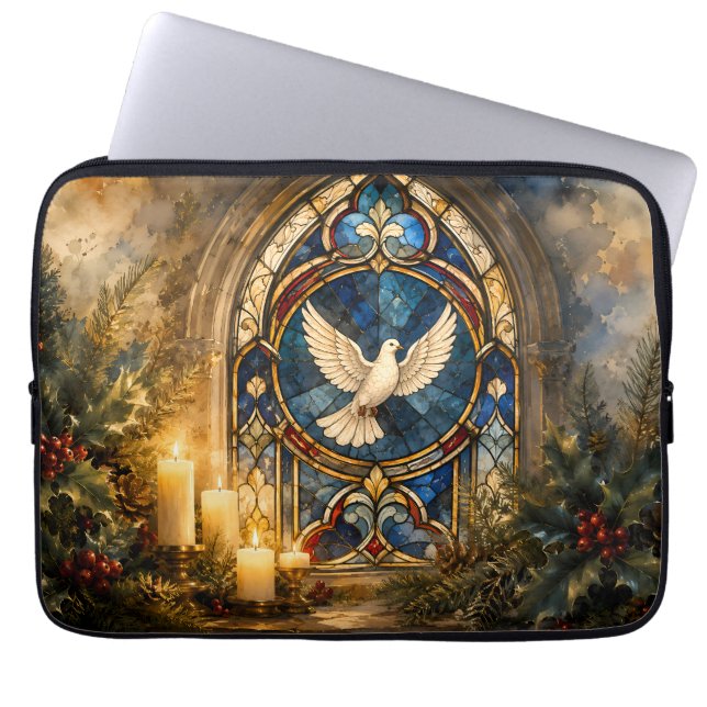 Färgat Glas Duv Julfönster Laptop Fodral (Framsidan)