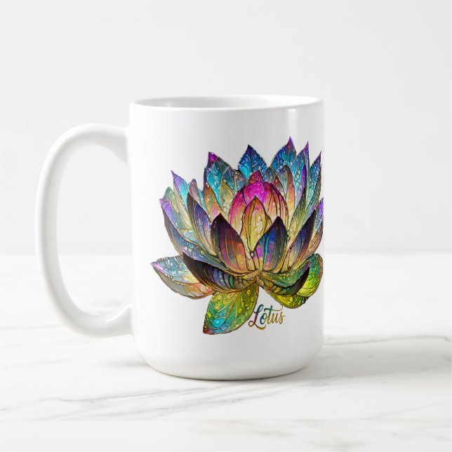 Färgat glas färgrik lotusblomma kaffemugg (Vänster)