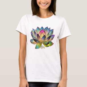 Färgat glas Färgrik Lotusblomma T Shirt