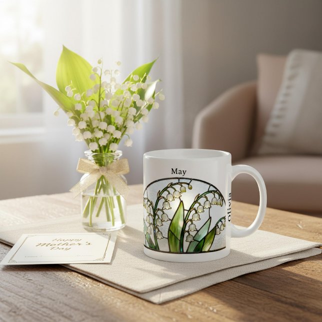 Färgat Glas Födelseblomma Maj Liljekonvalj Kaffemugg (Skapare uppladdad)