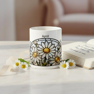 Färgat Glas Födelsemblomma April Tusenskönas Namn Kaffemugg