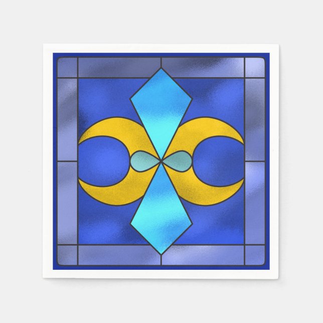 Färgat glas geometriska månads pappersservetter (Framsidan)