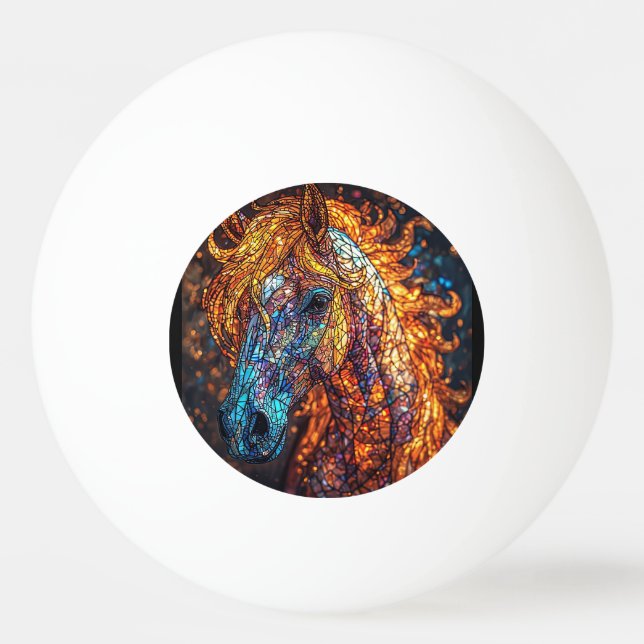 Färgat glas hästdesign pingisboll (Framsidan)