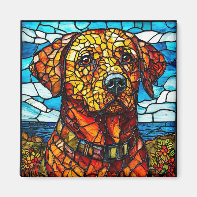 Färgat glas labrador hund magnet (Framsidan)
