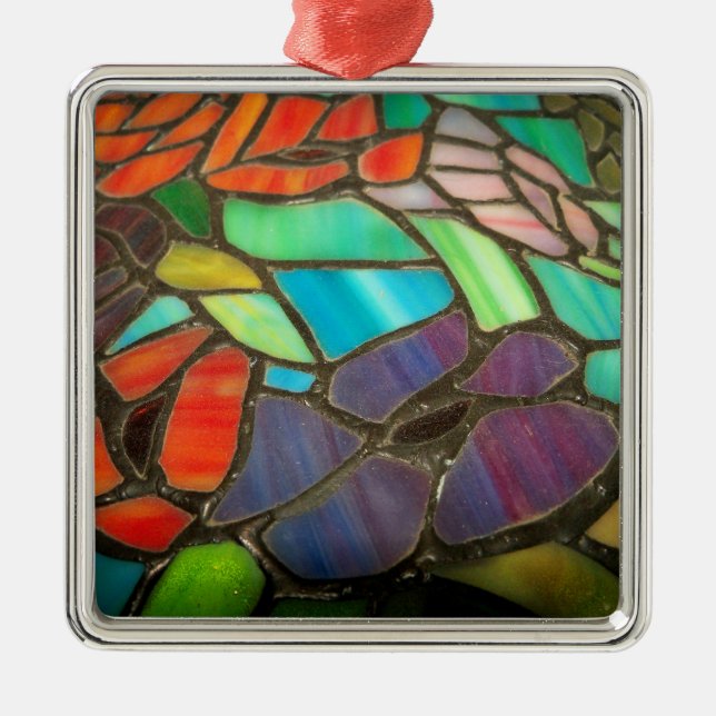 Färgat glas lila blomma ornament (Framsidan)