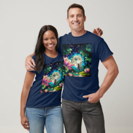 Färgat glas liten älv med trollslända t shirt