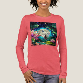 Färgat glas liten älv med trollslända t shirt