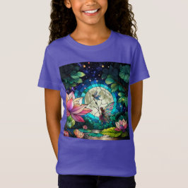 Färgat glas liten älva med trollslända t shirt