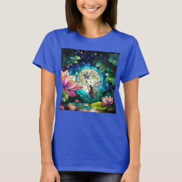 Färgat glas liten älva med trollslända t shirt