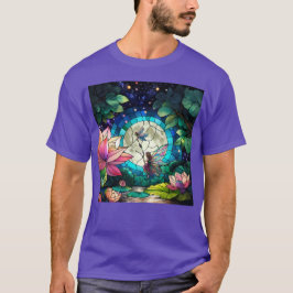 Färgat glas litet älva med trollslända t shirt
