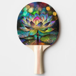 Färgat glas livfull lotusblomma pingisracket