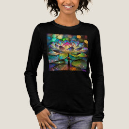 Färgat glas livfull lotusblomma t shirt