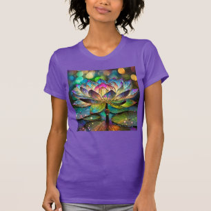 Färgat glas livfull lotusblomma t shirt