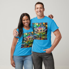 Färgat glas livfull lotusblomma t shirt