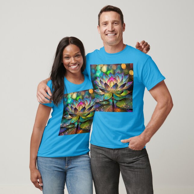 Färgat glas livfull lotusblomma t shirt (Unisex)