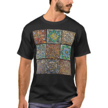 Färgat glas Mandalas Manar basprodukt Mörk T-Shirt