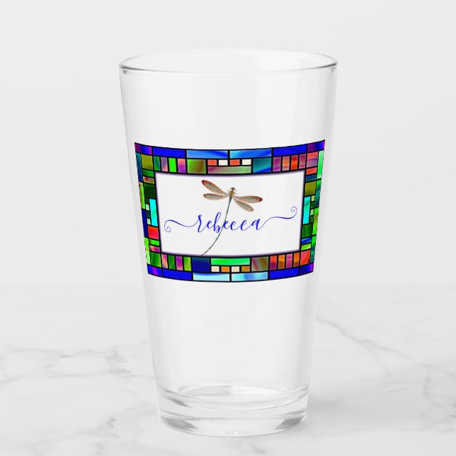 Färgat glas och trollslända personligt utformat (Framsida)