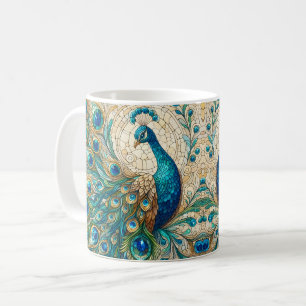 Färgat glas påfågel kaffemugg