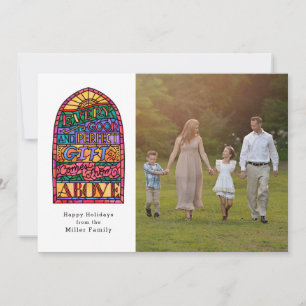 Färgat glas Religiös fotoholidaykort Julkort