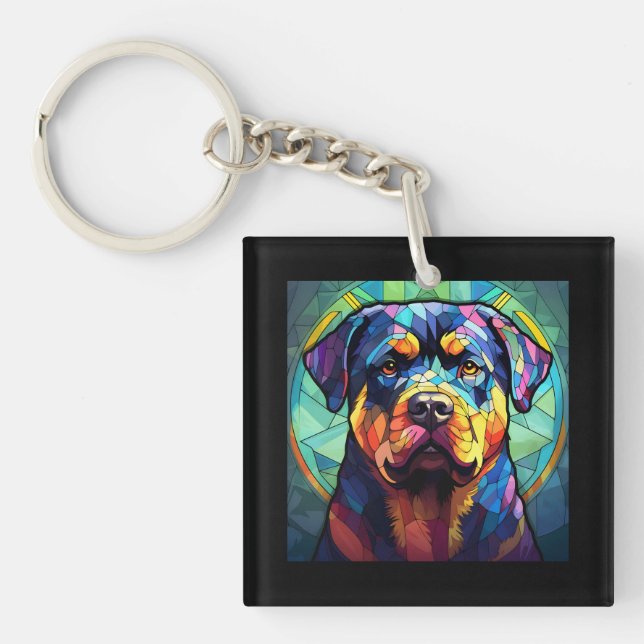 Färgat glas Rottweiler  (Framsidan)