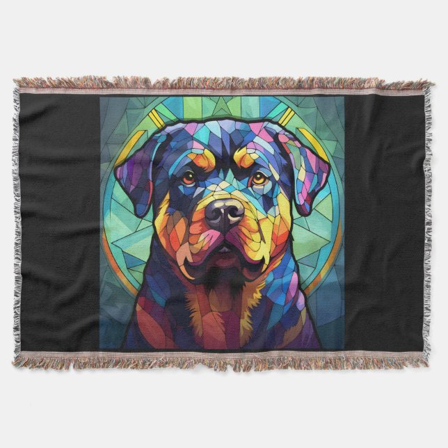 Färgat glas Rottweiler  Filt (Framsidan)
