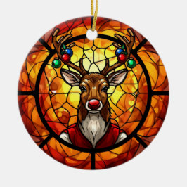 Färgat glas Rudolf ren Julgransprydnad Keramik