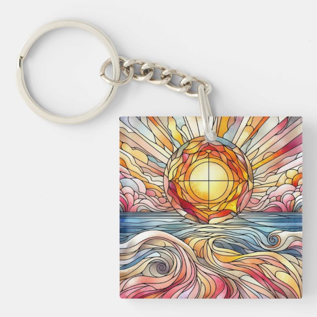 Färgat Glas Solnedgång Ocean  (Framsidan)