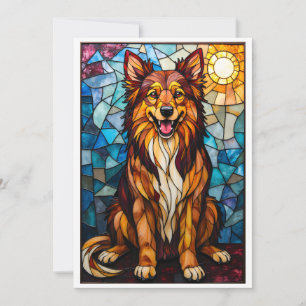 Färgat glas stil blandras hund platt kort