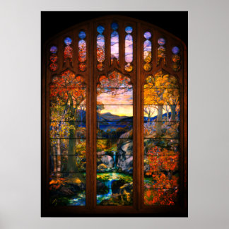Färgat glas Tiffany ser ut Viktoriansk elegant Poster