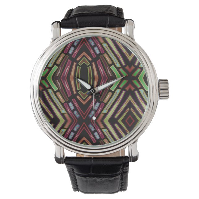 Färgat glas Vibe Färgglada juveler Mönster Armbandsur (Framsida)