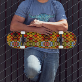 Färgat glasfönster Diamantmönster Mini Skateboard Bräda 18,5 Cm