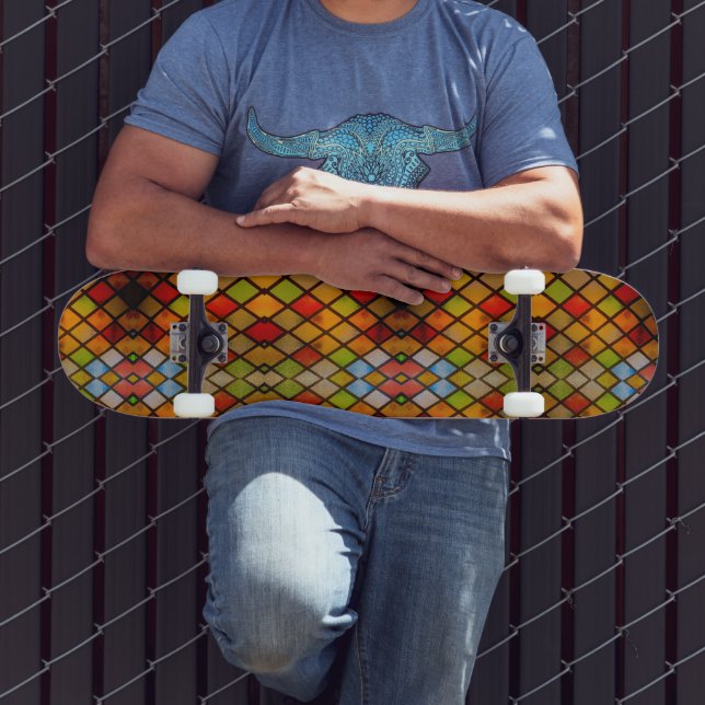 Färgat glasfönster Diamantmönster  Mini Skateboard Bräda 18,5 Cm (Utomhus 3)