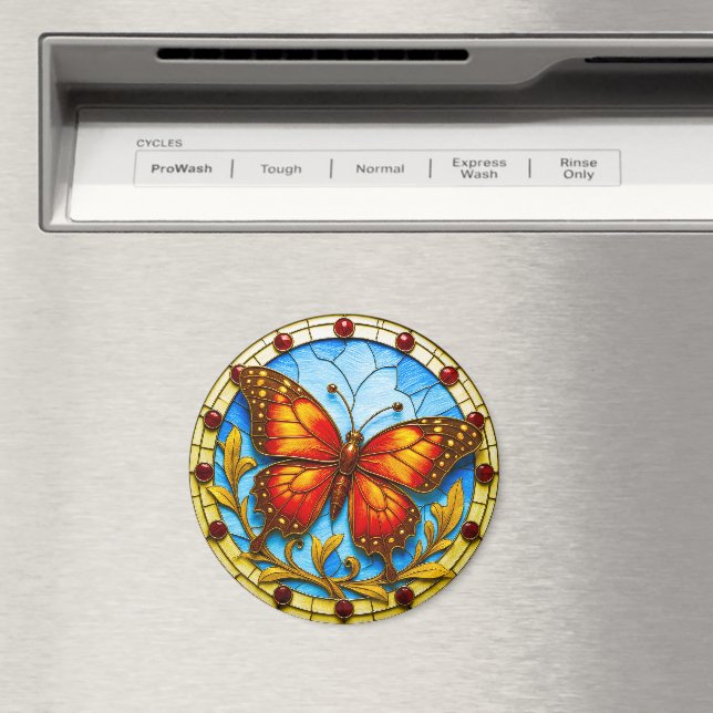 Färgat glasfönster fjäril magnet (In Situ (Dishwasher))