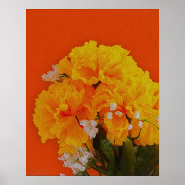 Färgat Gula blommor på Orange Poster (Framsidan)