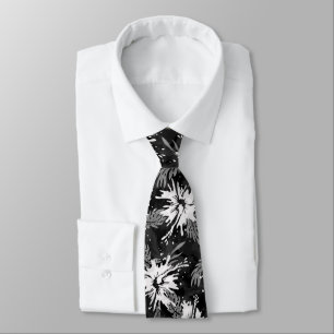 Färgat Hibiscus Hawaiian Blommigt Black and White Slips
